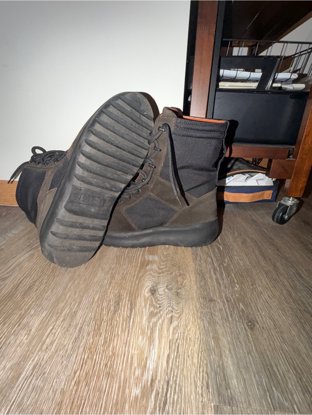 Yeezy season 3 Mens Brown Tactical Lace-Up Boots